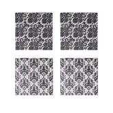 Conjunto Porta Copos de Cerâmica Preto e Branco 4 Peças - Ela Decora